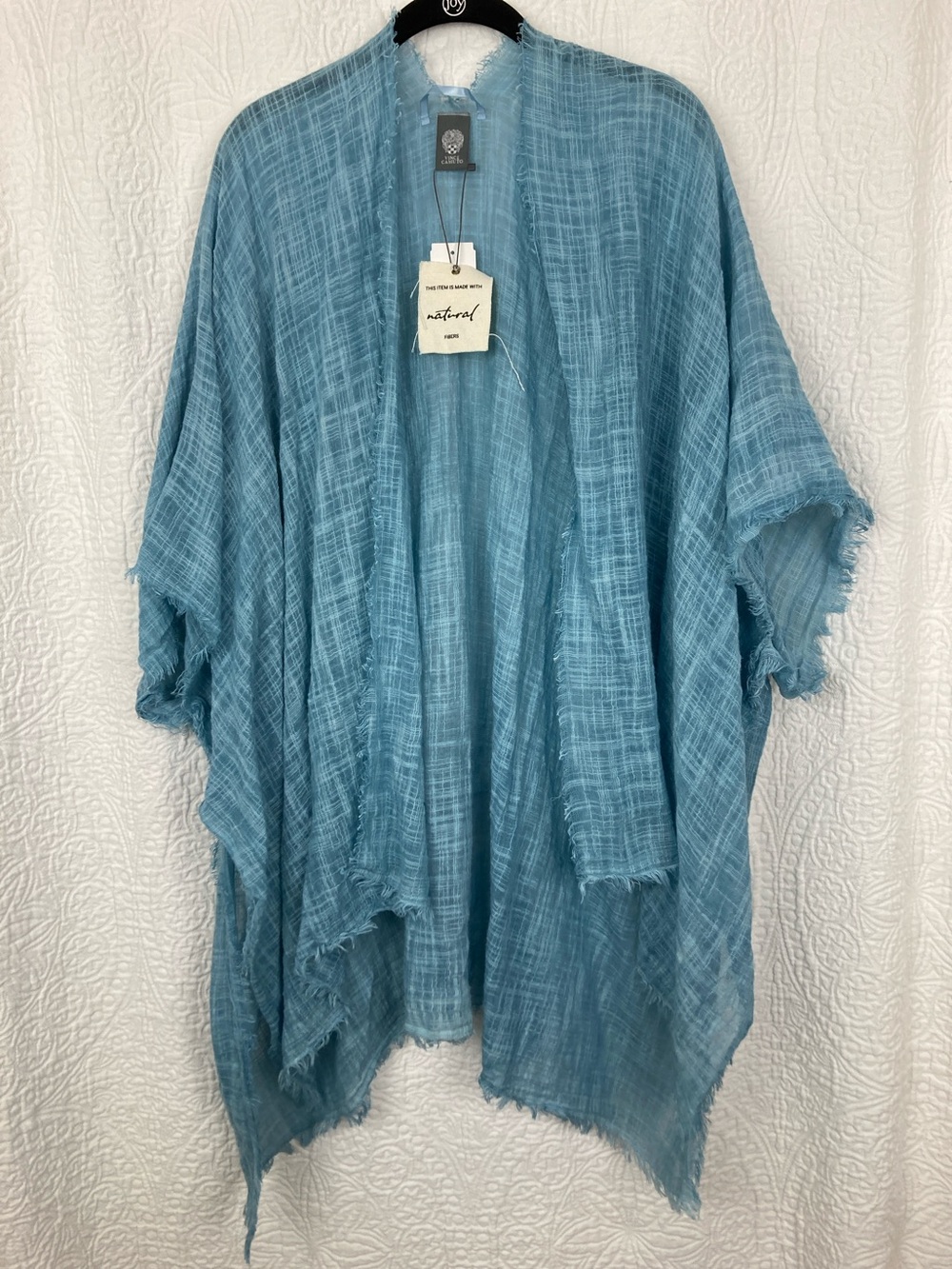 Vince Camuto Boho Lagenlook Textured Frayed Kimono Wrap OS NWT